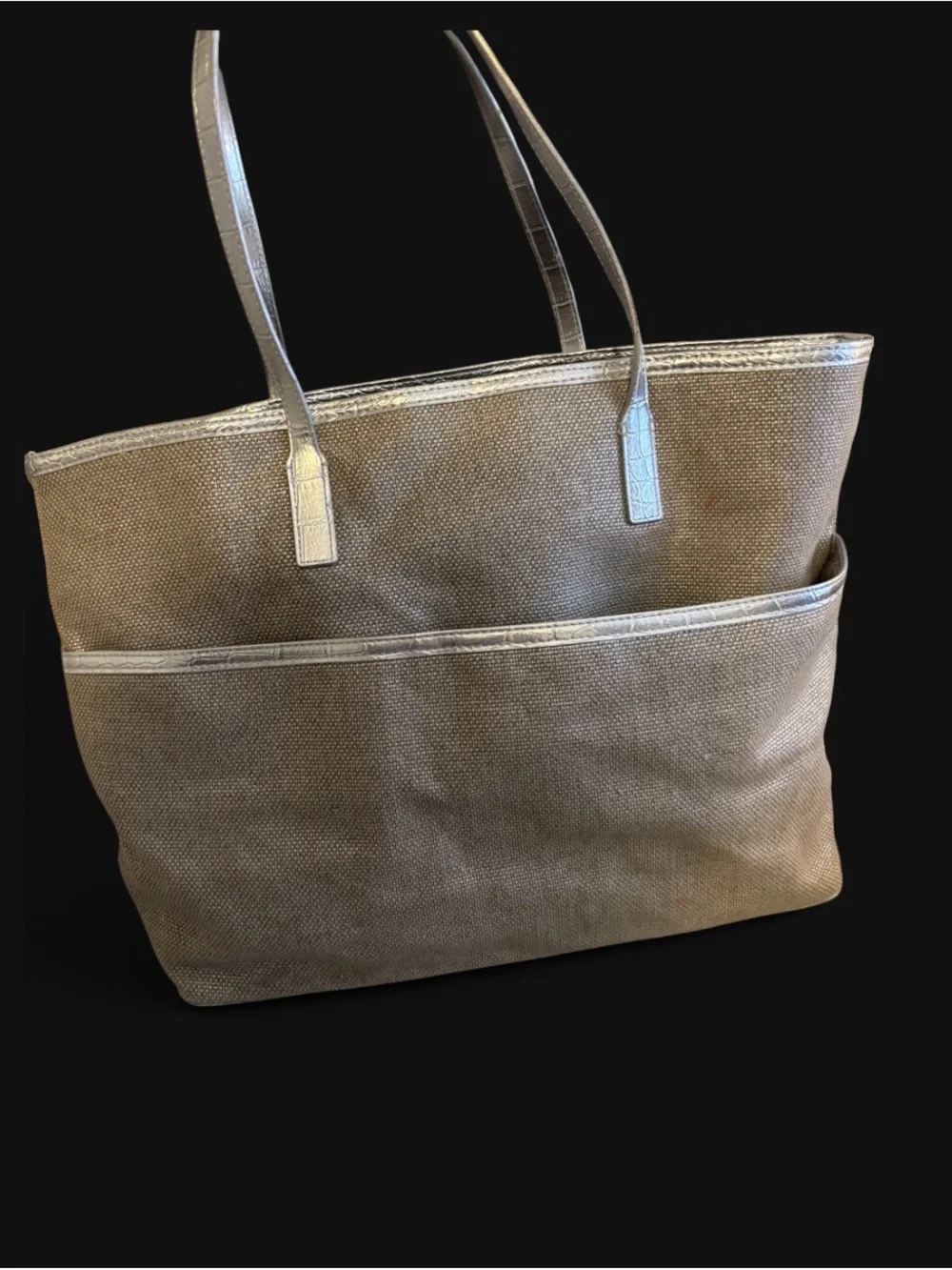 Michael Kors Metallic Beige Tote with Logo Plaque - Picture 2 of 5